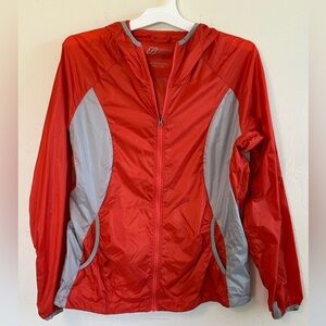 Eddie Bauer Sport Orange/Gray Lightweight Active Windbreaker Rain Jacket Sz PL